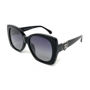 CHANEL Women's POLARIZED Sunglasses CH5519A 622/S8 Black Gold Grey 55mm